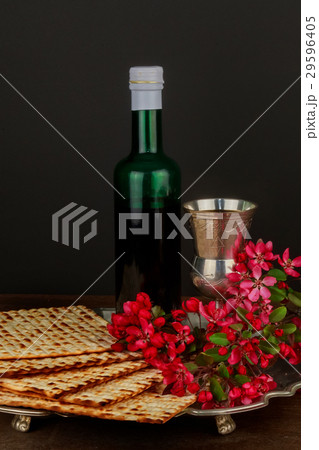 Pesach Still-life with wine and matzoh jewish Pesach Still-life with wine and matzoh jewish 29596405