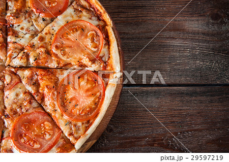 Hot traditional pizza, fast food. Italian cuisine. Hot traditional pizza, fast food. Italian cuisine. 29597219