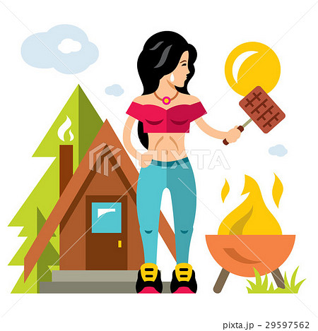 Vector Camping Barbecue.  29597562