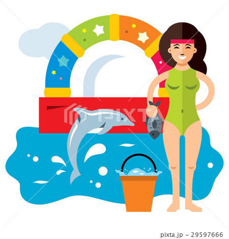 Vector Dolphinarium Concept. Vector Dolphinarium Concept. 29597666