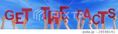 Hands Holding Red Word Get The Facts Blue Sky Hands Holding Red Word Get The Facts Blue Sky 29598141