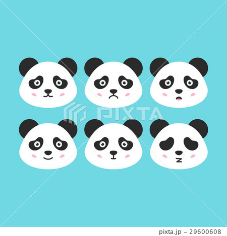 Flat Panda Faces 29600608