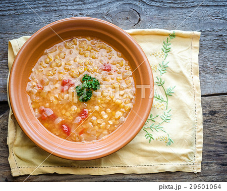 Soup with red lentils and bulgur 29601064