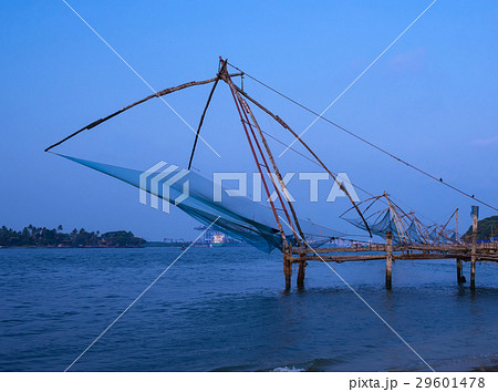 Kochi chinese fishnets on sunset in Kochi, Kerala. Kochi chinese fishnets on sunset in Kochi, Kerala. 29601478