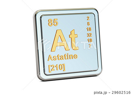 Astatine At, chemical element sign. 3D rendering 29602516