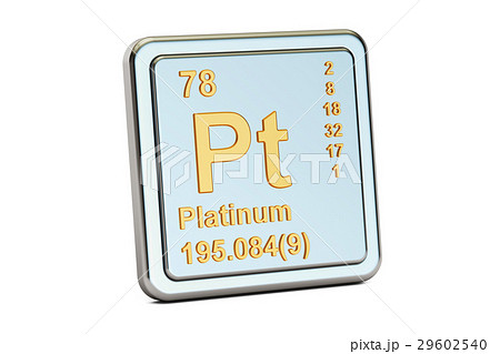 Platinum Pt, chemical element sign. 3D rendering 29602540