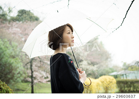 雨 傘 女性の写真素材