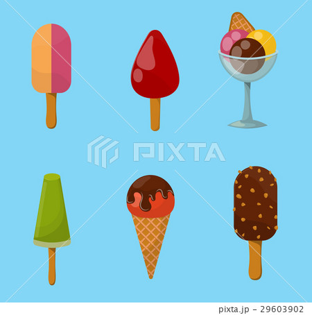 Set ice cartoon colorful cream dessert vector Set ice cartoon colorful cream dessert vector 29603902