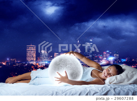 Girl dreaming before sleep Girl dreaming before sleep 29607288