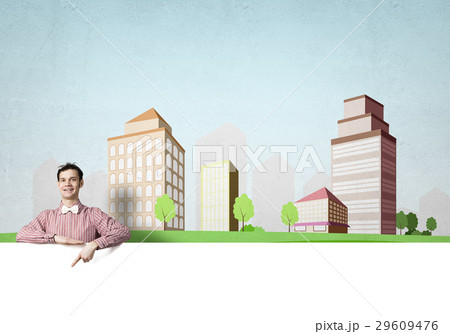 Cheerful man with banner 29609476