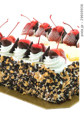 Ice cream cake with cherry on top 29609936