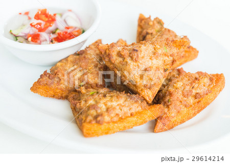 Fried bread with minced pork spread Fried bread with minced pork spread 29614214