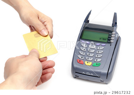 Payment by Credit Card Machine on white background 29617232