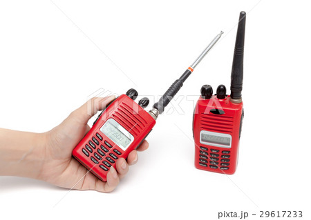 Portable radio transceiver on white background. 29617233
