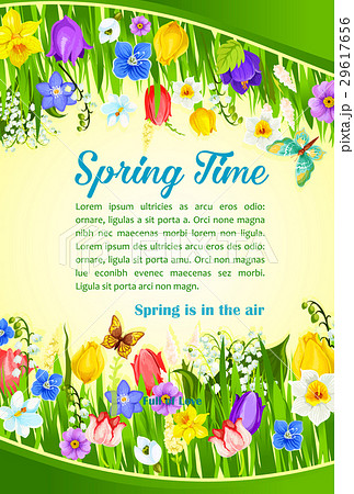 Spring time holiday flowers greeting vector poster 29617656