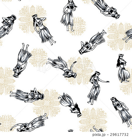 フラダンス柄のイラスト素材