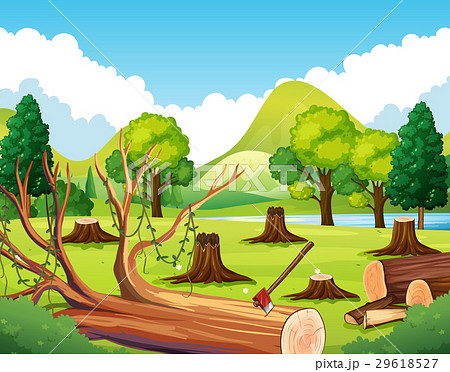Forest Scene With Stump Treesのイラスト素材