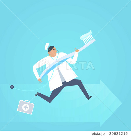 Doctor with toothbrush runs to patient 29621216