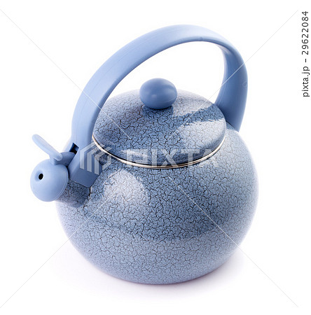 Blue enamel kettle isolated on white above 29622084
