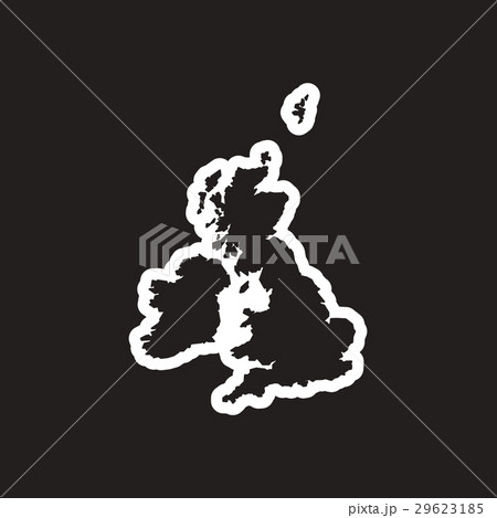 stylish black and white icon map of Britain 29623185