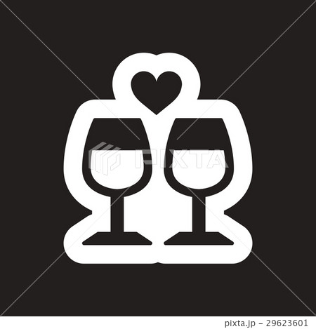 Flat icon in black and white wine glasses 29623601