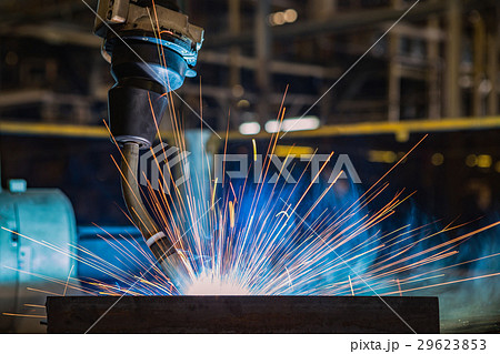 Close-up robot is running program welding Close-up robot is running program welding 29623853