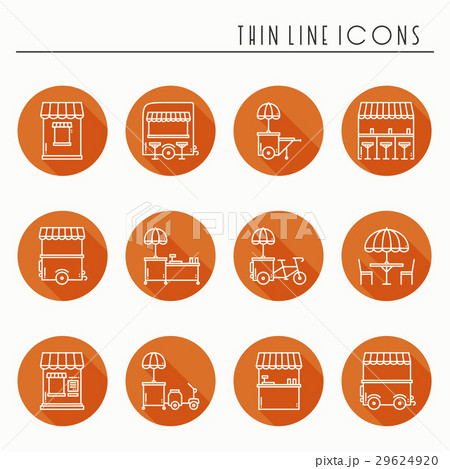 Street food retail thin line icons set. Food truck 29624920