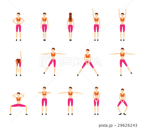 Girl Dioing Exercise on White Background Vector 29626243