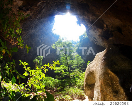 sun light beam through cave hole crop view sun light beam through cave hole crop view 29626598