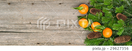 Tangerines and christmas tree branches. Tangerines and christmas tree branches. 29627356