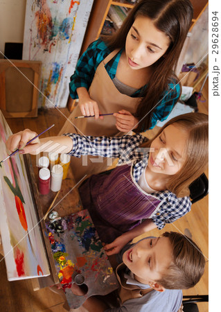 Talented children mastering art skills at school Talented children mastering art skills at school 29628694