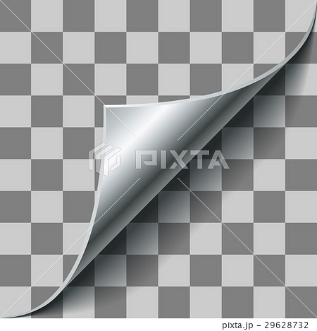 Silver page corner curl on checkered background Silver page corner curl on checkered background 29628732