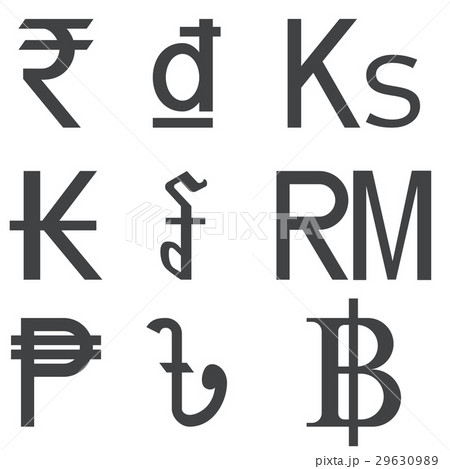 Set of Southeast Asia Countries currencies symbols 29630989