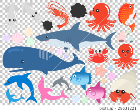 Sea creatures illustration set 29631221