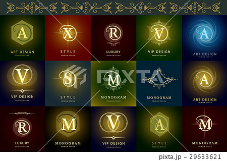 Monogram template. Calligraphic line logo design Monogram template. Calligraphic line logo design 29633621