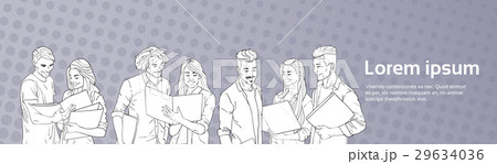 Young People Group Students Reading Over Pop Art 29634036