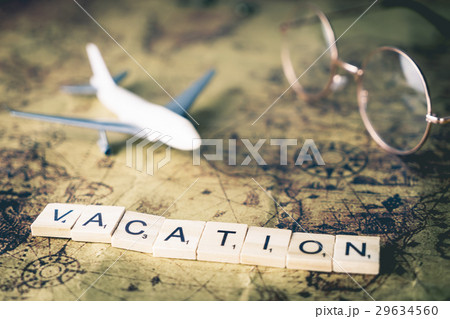 Vacation concept text traveler equipment on map 29634560