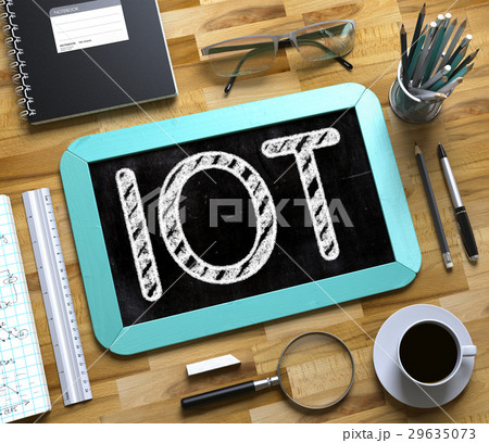 IOT on Small Chalkboard. 3D. 29635073