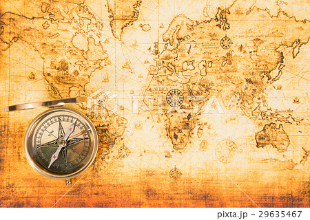 Old map with an ancient compass 29635467