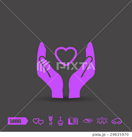 Pictograph of heart in hand 29635970