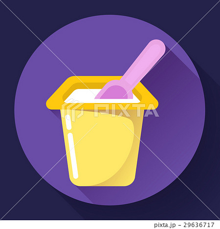 yogurt cup with a spoon flat icon Vector 29636717