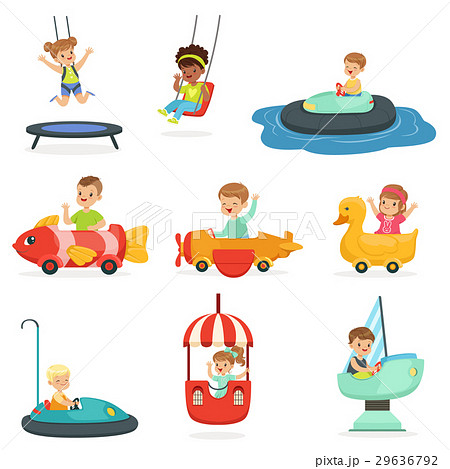 Children ride on attractions in the amusement park Children ride on attractions in the amusement park 29636792