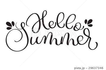 Hello Summer text on white background. Hand drawn 29637346
