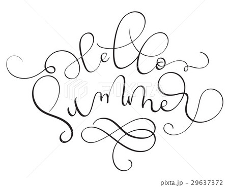 Hello Summer text on white background. Hand drawn 29637372
