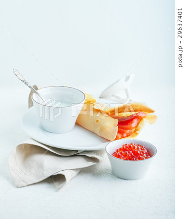 Crepe with smoked salmon. 29637401