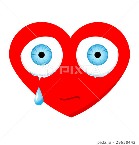 Crying sad heart face with eyes and drop. 29638442