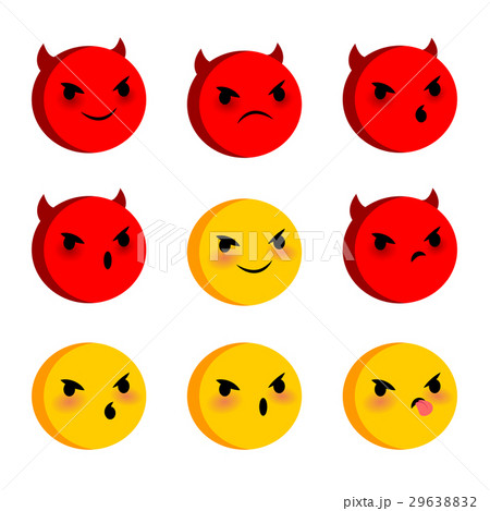 Emotional faces evil devil smiles set 29638832