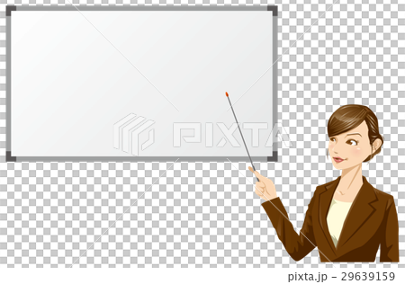 ビジネスウーマン　ホワイトボードの前で指示棒を持つイメージイラスト 29639159