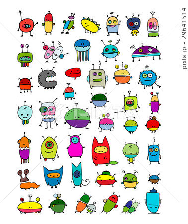Funny aliens collection, sketch for your design 29641514