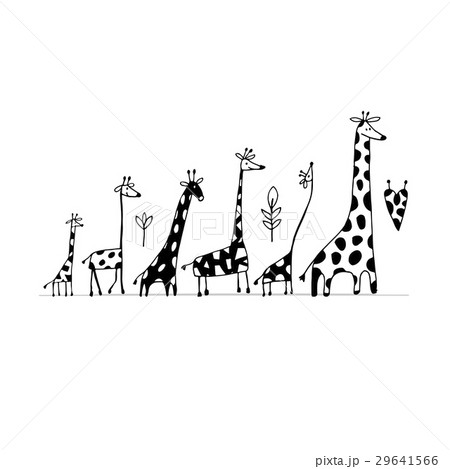 Giraffes family, sketch for your design 29641566